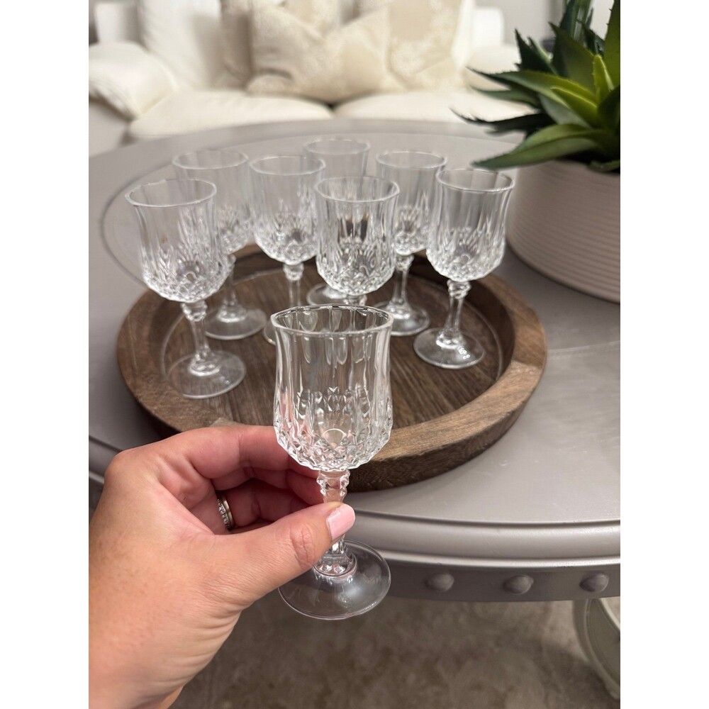 Set of 8, Cristal d'Arques Paris Longchamp Collection Liquor Shot Glasses, 2 oz